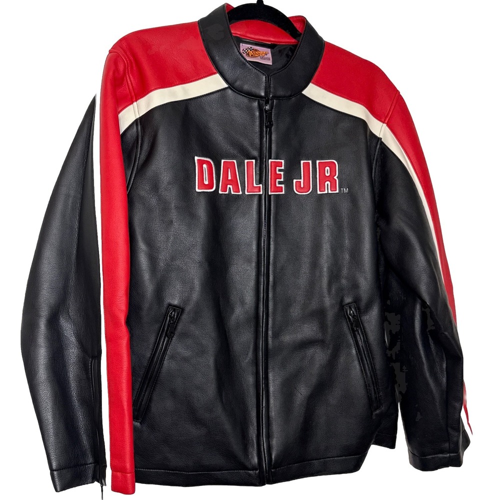 EUC WOMEN'S "WINNER'S CIRCLE" DALE JR (EARNHARDT) #8 FAUX LEATHER JACKET SZ‎ L